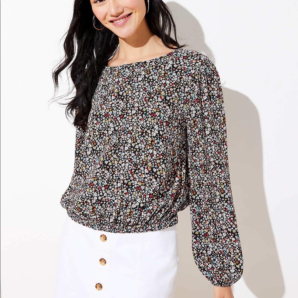 LOFT Cropped Wrap-Back Top
